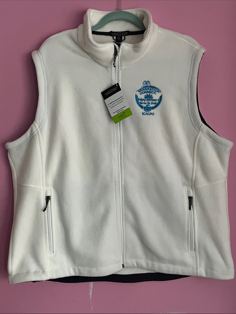 White Fleece Vest with Full Zip